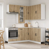 vidaXL Keukenblok KALMAR 8 pcs Wit Bewerkt hout
