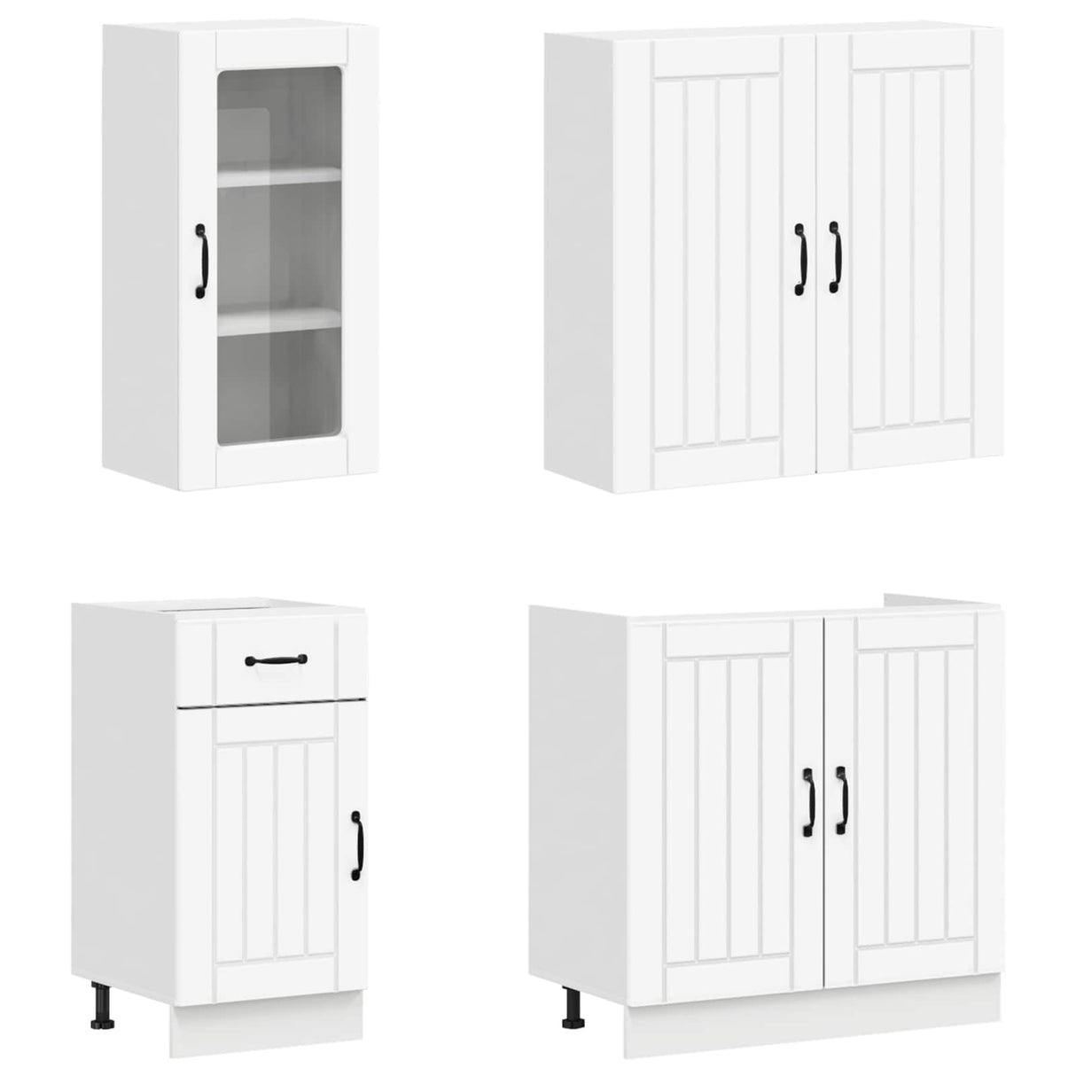 vidaXL Keukenblok LUCCA 8 pcs Wit Bewerkt hout