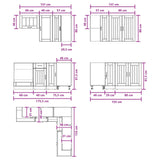 vidaXL Keukenblok LUCCA 8 pcs Wit Bewerkt hout