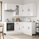 vidaXL Keukenblok LUCCA 8 pcs Wit Bewerkt hout