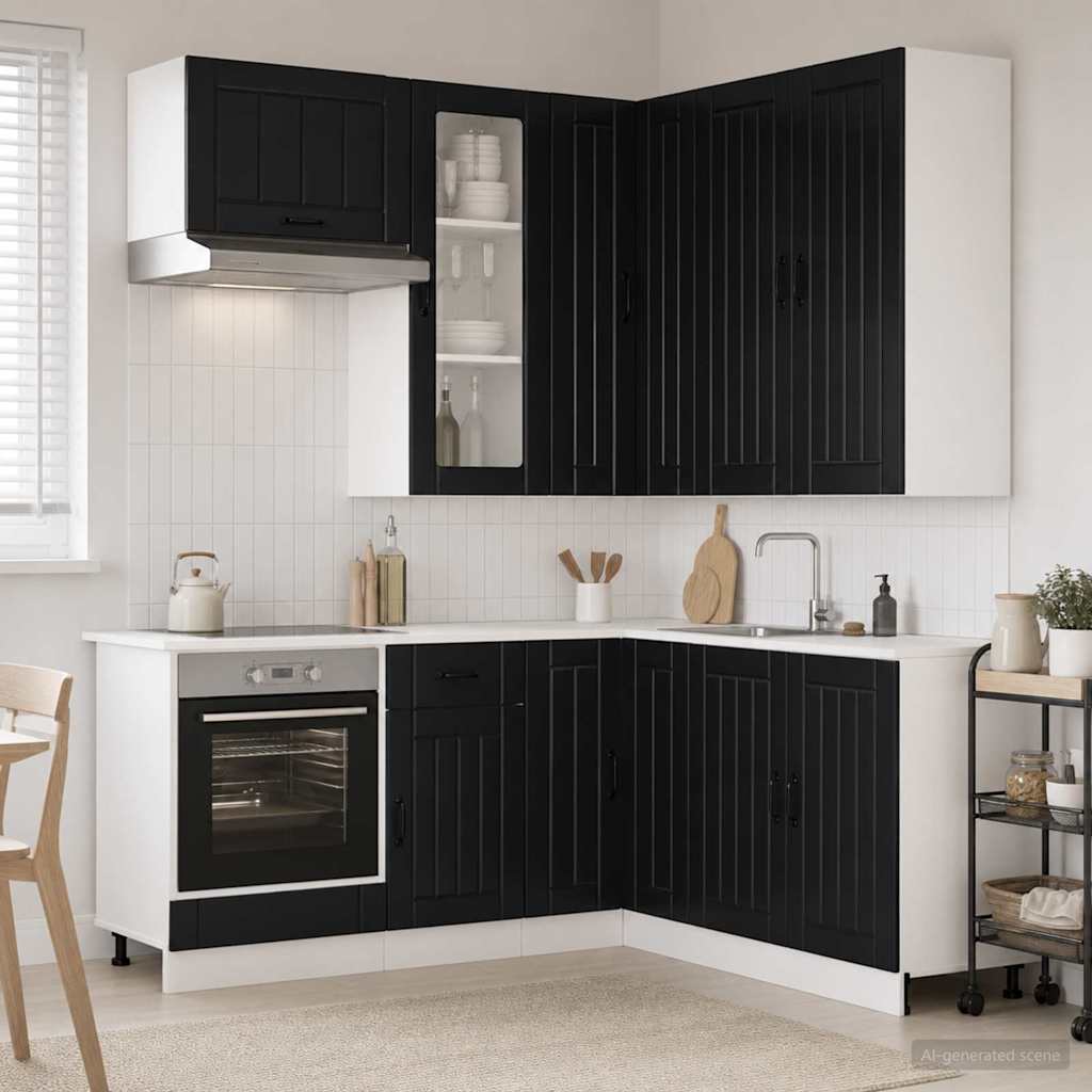 vidaXL Keukenblok LUCCA 8 pcs Wit Bewerkt hout