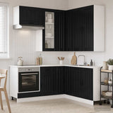 vidaXL Keukenblok LUCCA 8 pcs Wit Bewerkt hout