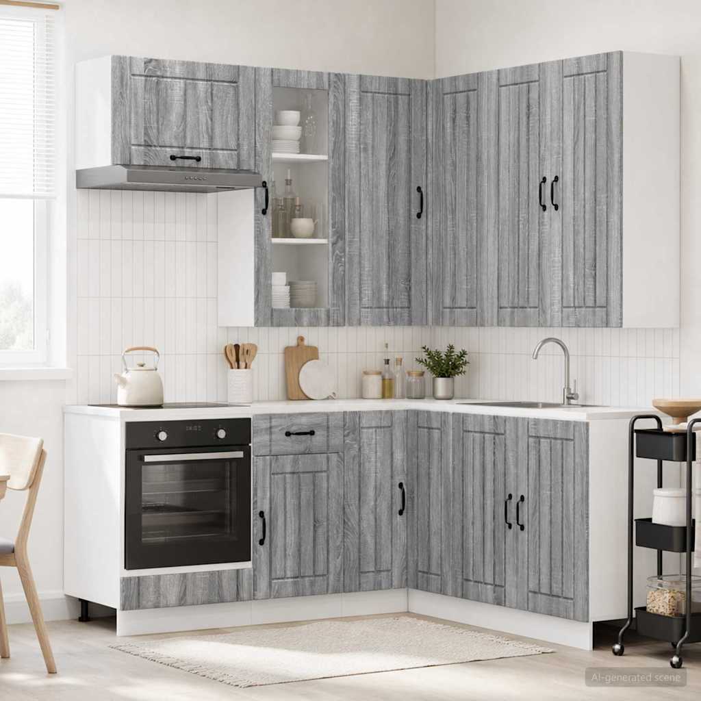 vidaXL Keukenblok LUCCA 8 pcs Wit Bewerkt hout