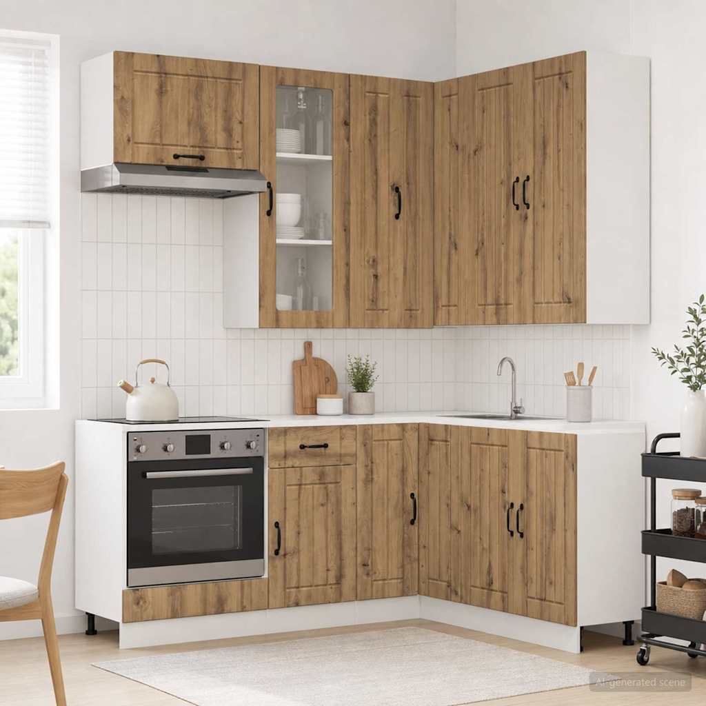 vidaXL Keukenblok LUCCA 8 pcs Wit Bewerkt hout