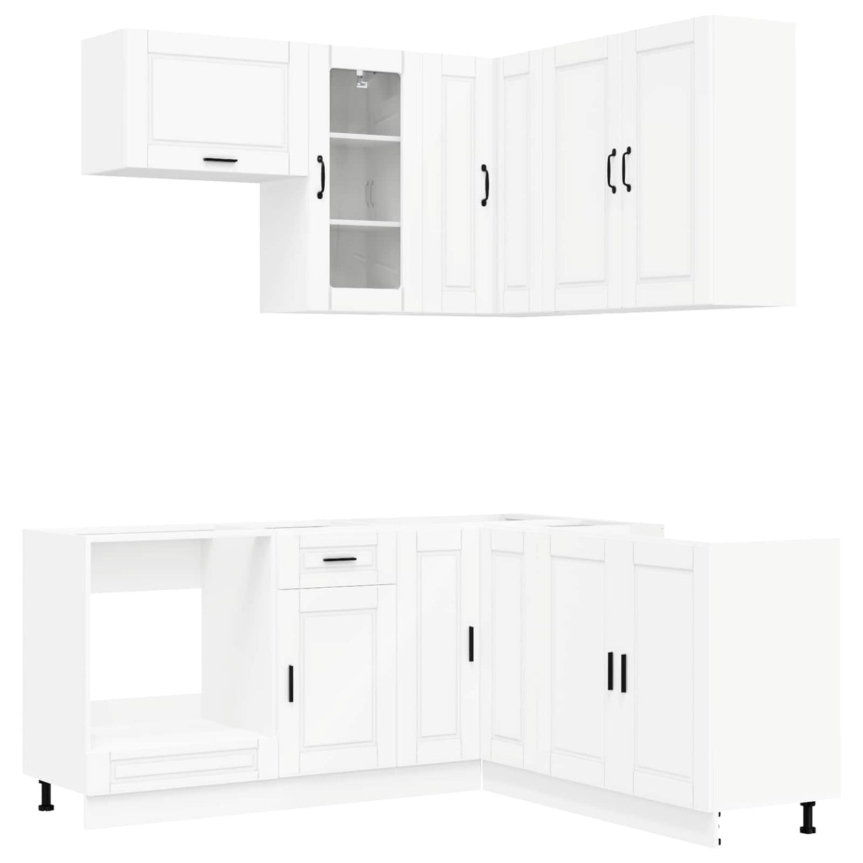 vidaXL Keukenblok PORTO 8 pcs Wit Bewerkt hout