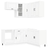 vidaXL Keukenblok PORTO 8 pcs Wit Bewerkt hout