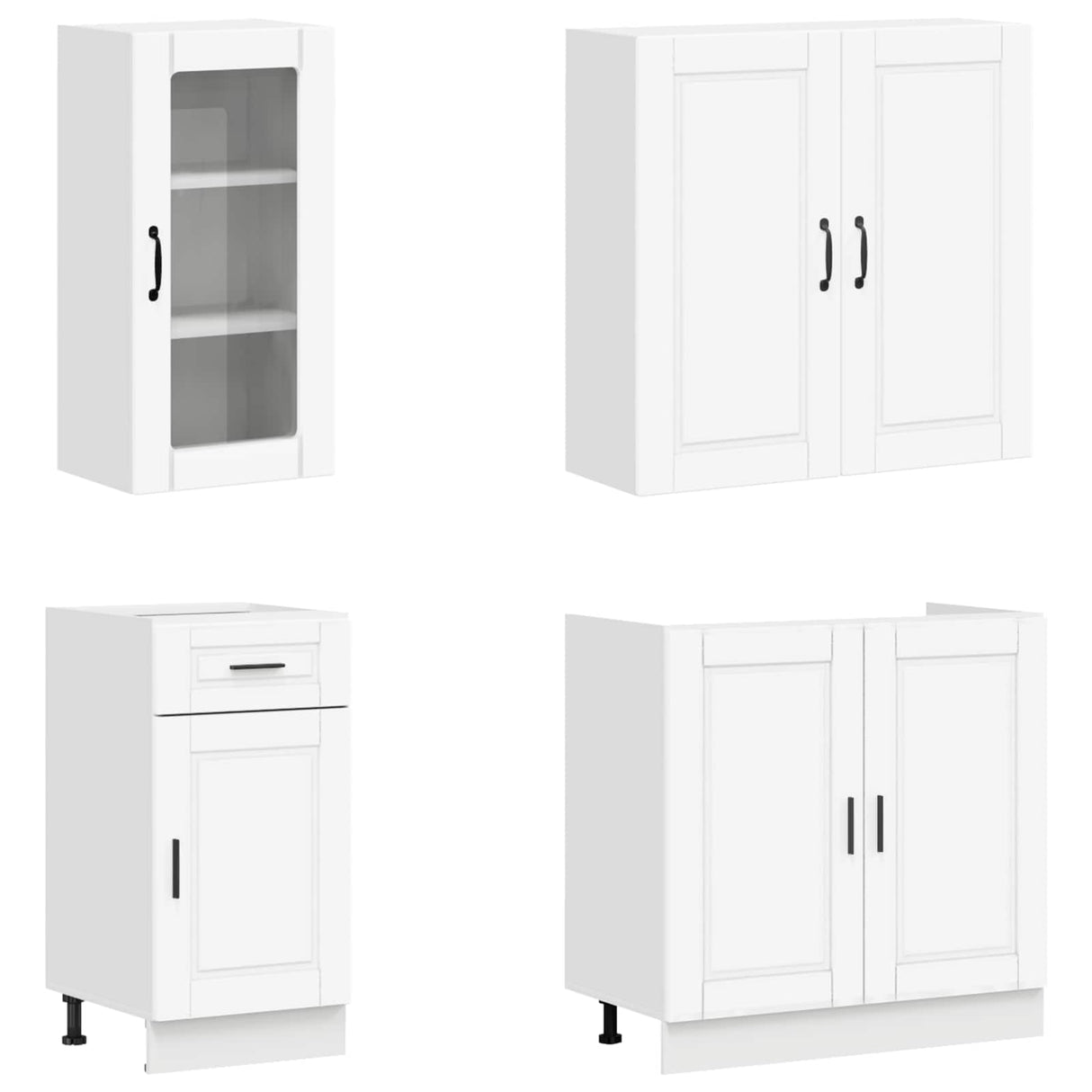 vidaXL Keukenblok PORTO 8 pcs Wit Bewerkt hout