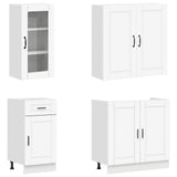 vidaXL Keukenblok PORTO 8 pcs Wit Bewerkt hout