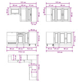 vidaXL Keukenblok PORTO 8 pcs Wit Bewerkt hout