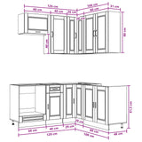 vidaXL Keukenblok PORTO 8 pcs Wit Bewerkt hout