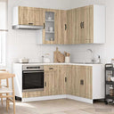 vidaXL Keukenblok PORTO 8 pcs Wit Bewerkt hout