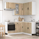 vidaXL Keukenblok PORTO 8 pcs Wit Bewerkt hout