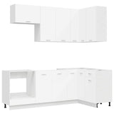 vidaXL Keukenblok LYON 8 pcs Wit Bewerkt hout
