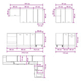 vidaXL Keukenblok LYON 8 pcs Wit Bewerkt hout