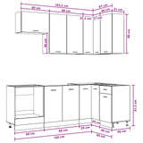 vidaXL Keukenblok LYON 8 pcs Wit Bewerkt hout