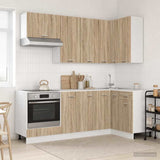 vidaXL Keukenblok LYON 8 pcs Wit Bewerkt hout