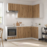 vidaXL Keukenblok LYON 8 pcs Wit Bewerkt hout