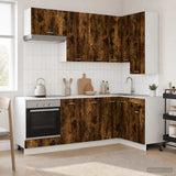 vidaXL Keukenblok LYON 8 pcs Wit Bewerkt hout