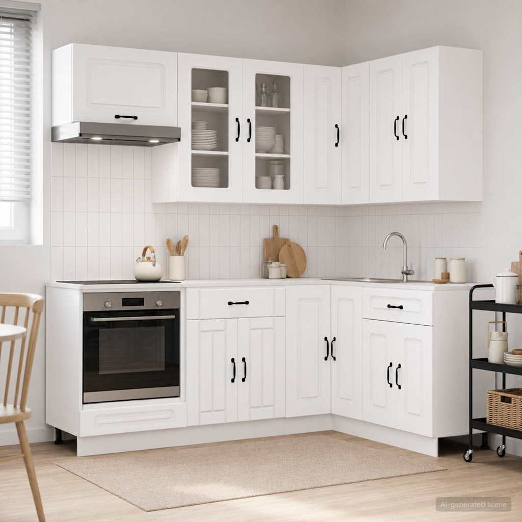 vidaXL Keukenblok KALMAR 8 pcs Wit Bewerkt hout