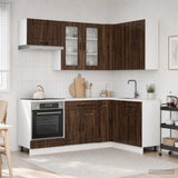 vidaXL Keukenblok KALMAR 8 pcs Wit Bewerkt hout