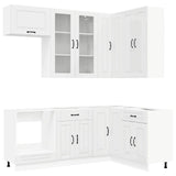 vidaXL Keukenblok KALMAR 8 pcs Wit Bewerkt hout