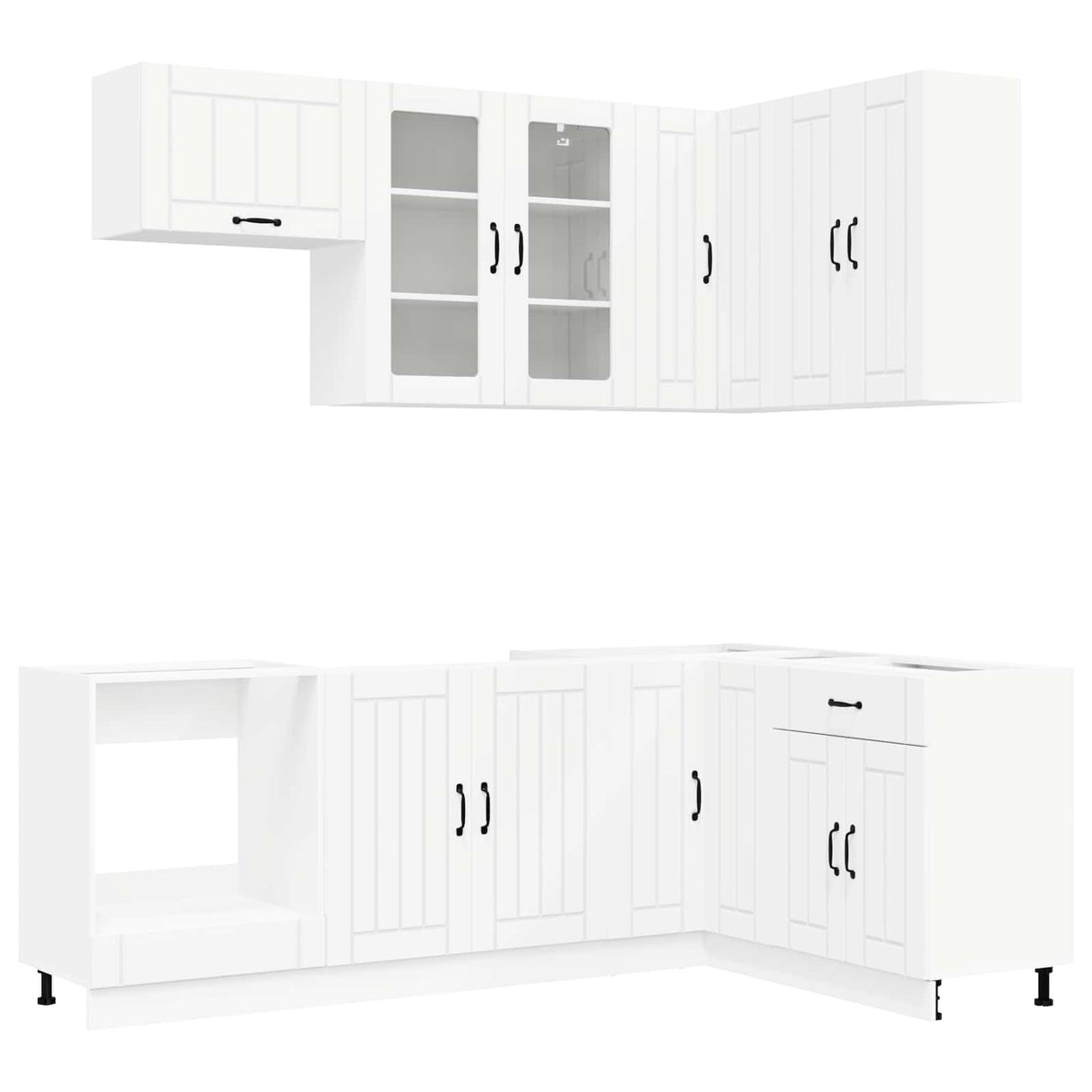 vidaXL Keukenblok LUCCA 8 pcs Wit Bewerkt hout