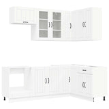 vidaXL Keukenblok LUCCA 8 pcs Wit Bewerkt hout