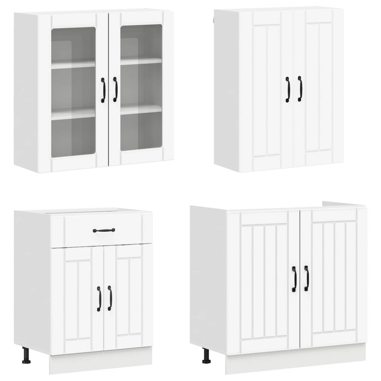 vidaXL Keukenblok LUCCA 8 pcs Wit Bewerkt hout