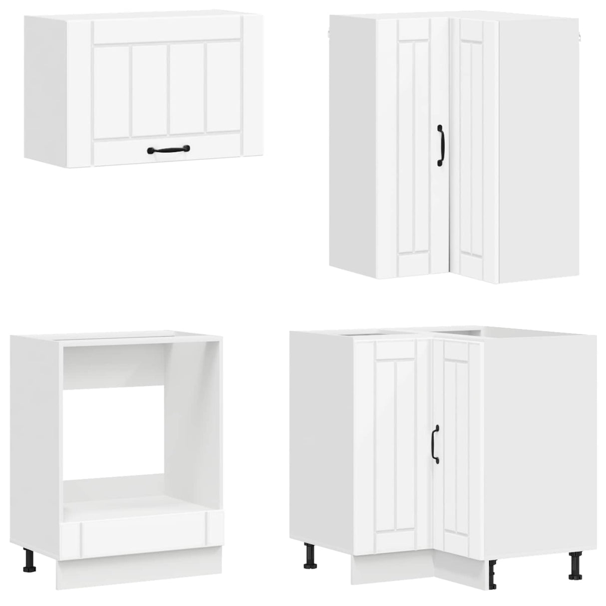 vidaXL Keukenblok LUCCA 8 pcs Wit Bewerkt hout