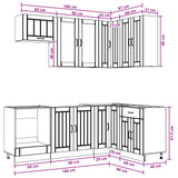 vidaXL Keukenblok LUCCA 8 pcs Wit Bewerkt hout