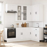 vidaXL Keukenblok LUCCA 8 pcs Wit Bewerkt hout
