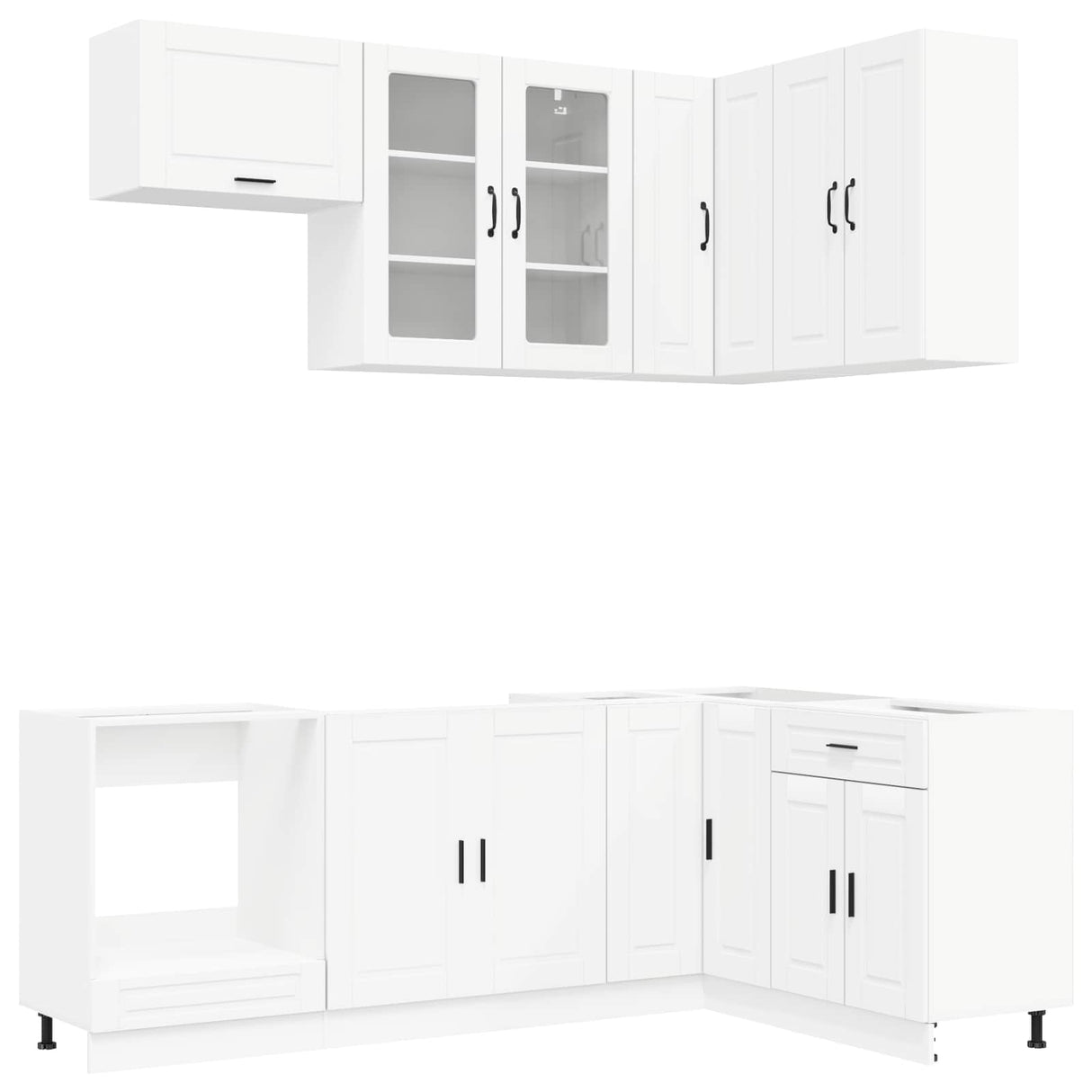 vidaXL Keukenblok PORTO 8 pcs Wit Bewerkt hout