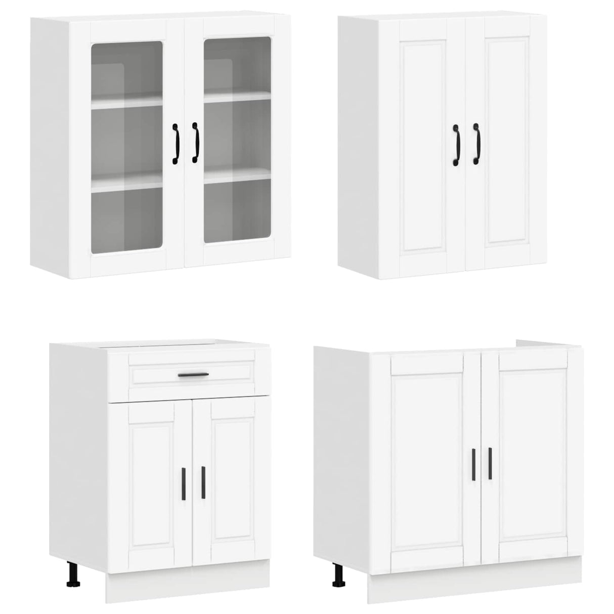 vidaXL Keukenblok PORTO 8 pcs Wit Bewerkt hout