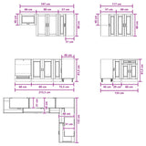 vidaXL Keukenblok PORTO 8 pcs Wit Bewerkt hout