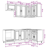 vidaXL Keukenblok PORTO 8 pcs Wit Bewerkt hout