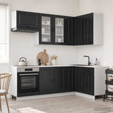 vidaXL Keukenblok PORTO 8 pcs Wit Bewerkt hout
