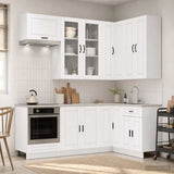 vidaXL Keukenblok PORTO 8 pcs Wit Bewerkt hout
