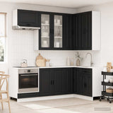 vidaXL Keukenblok PORTO 8 pcs Wit Bewerkt hout