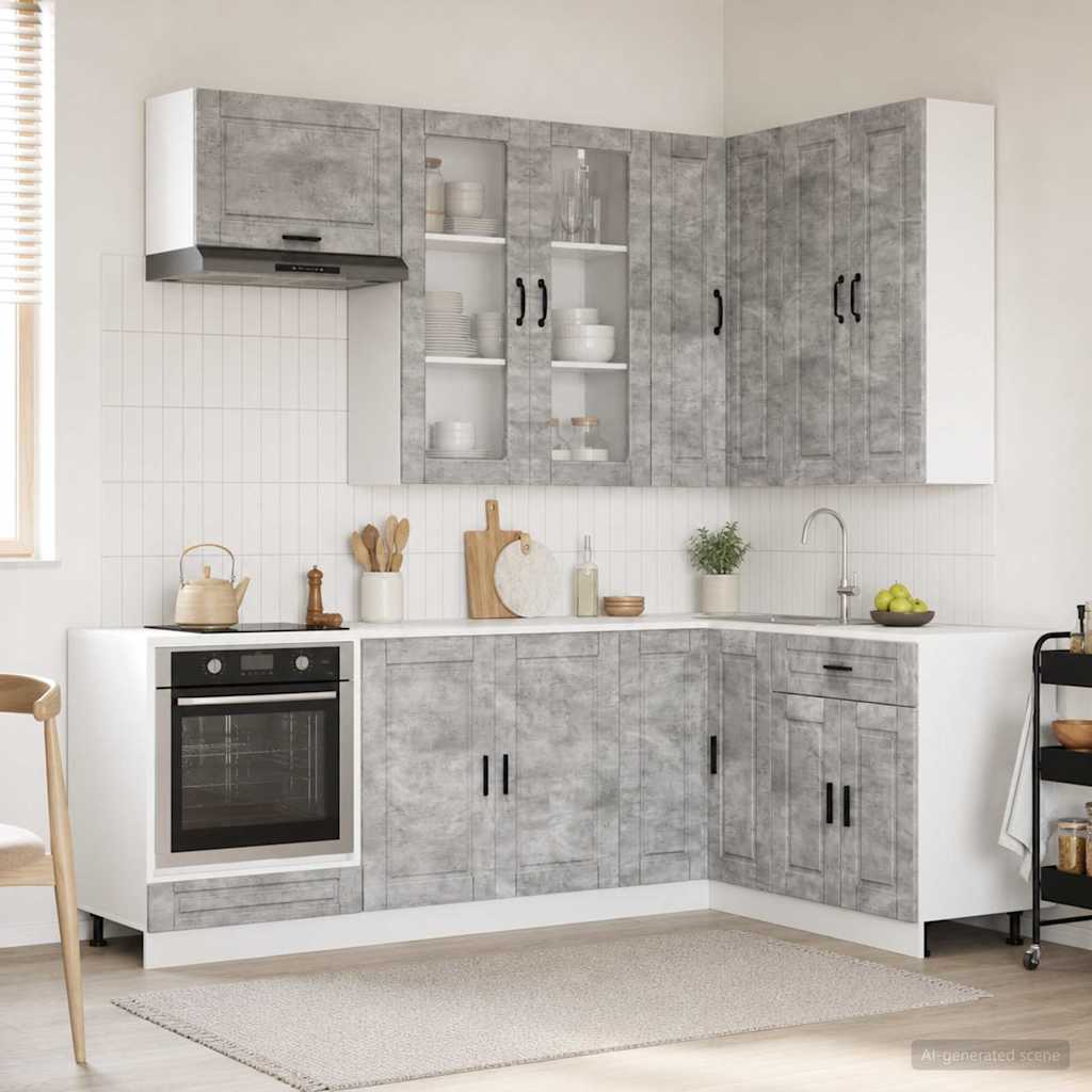 vidaXL Keukenblok PORTO 8 pcs Wit Bewerkt hout