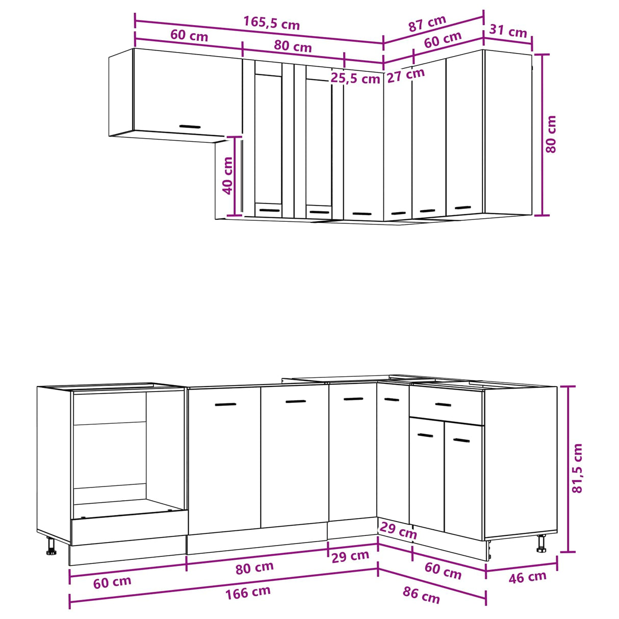 vidaXL Keuken Eenheid LYON 8 pcs Wit Bewerkt hout
