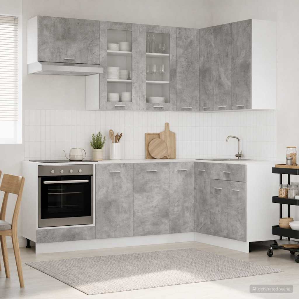 vidaXL Keuken Eenheid LYON 8 pcs Wit Bewerkt hout