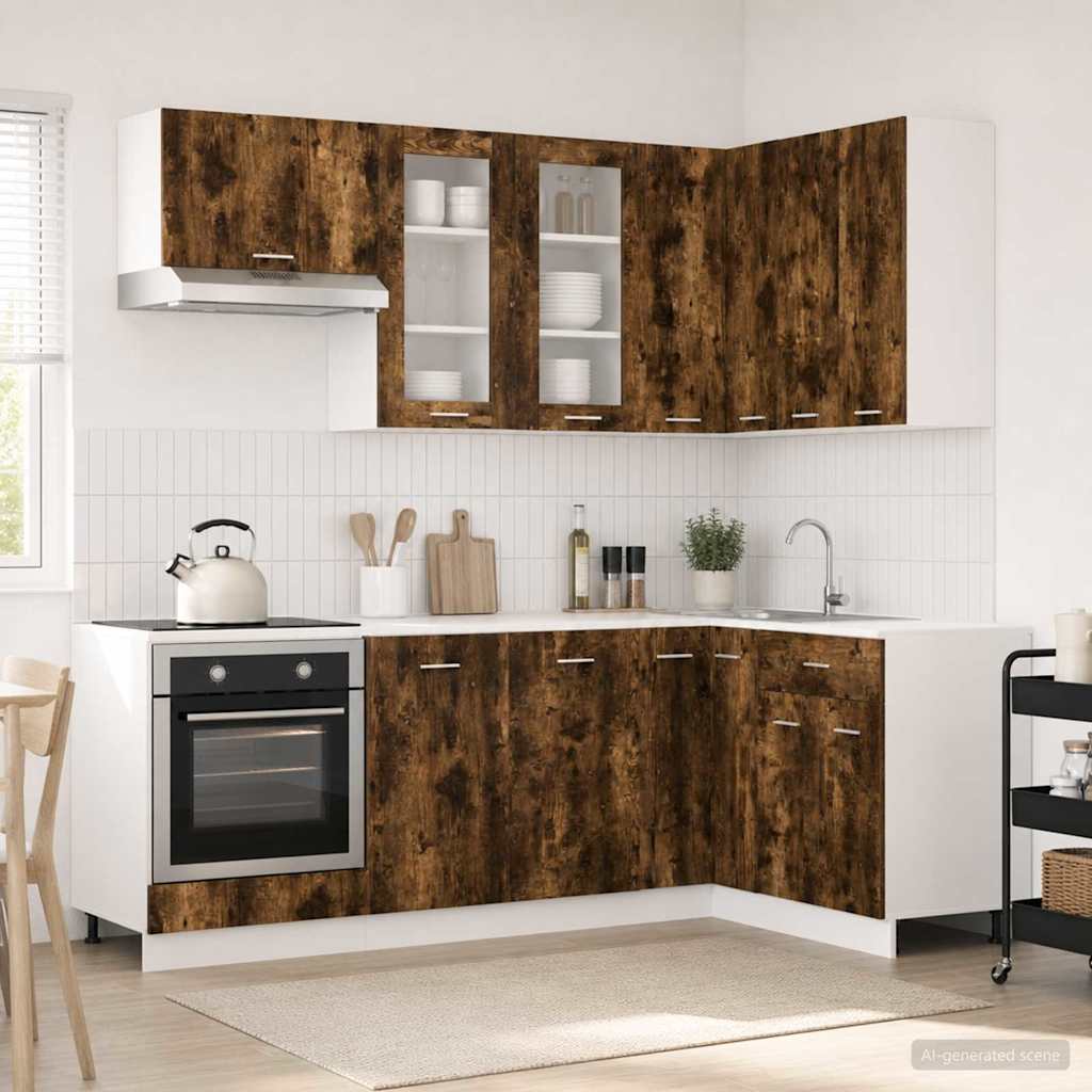 vidaXL Keuken Eenheid LYON 8 pcs Wit Bewerkt hout