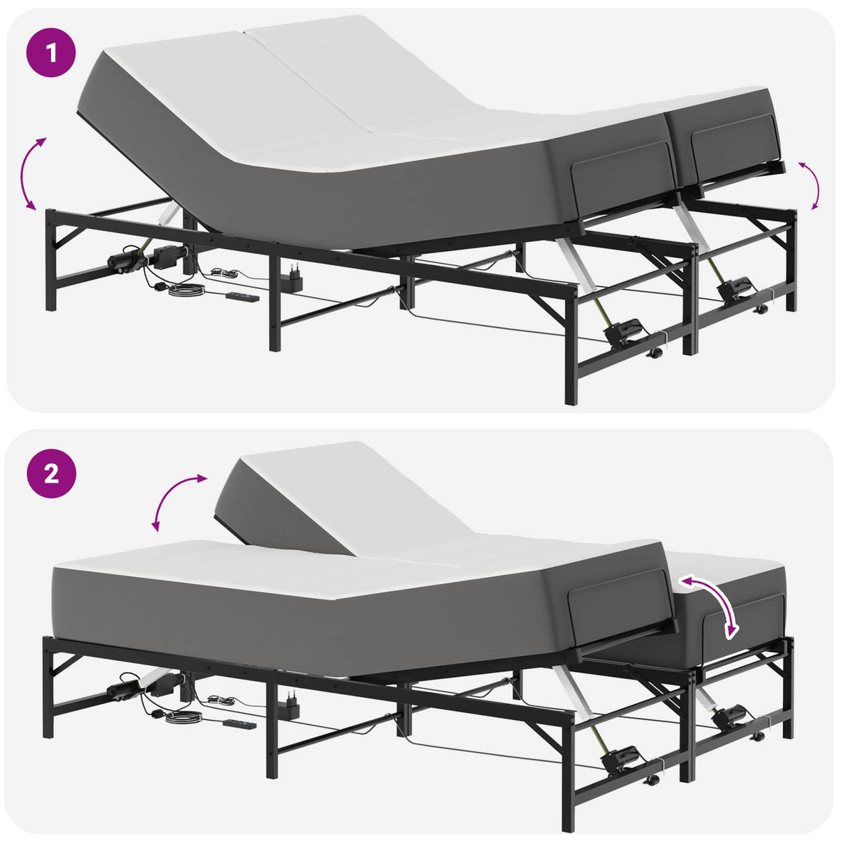 vidaXL Electric Adjustable Bed Frame Black 120 x 190 cm Steel