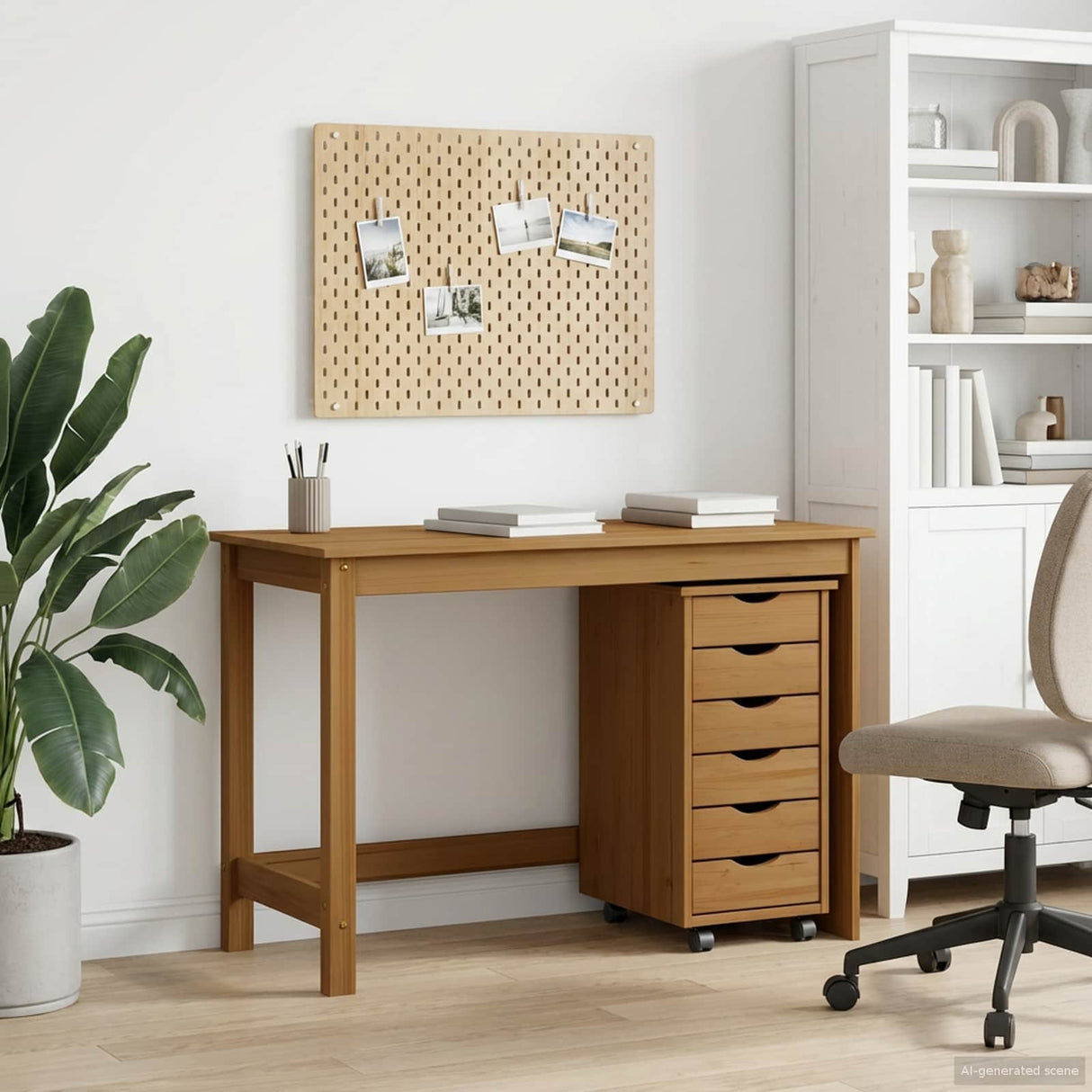 vidaXL Bureau en rolkast set MOSS 2 pcs HoningBruin