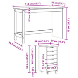 vidaXL Bureau en rolkast set MOSS 2 pcs HoningBruin
