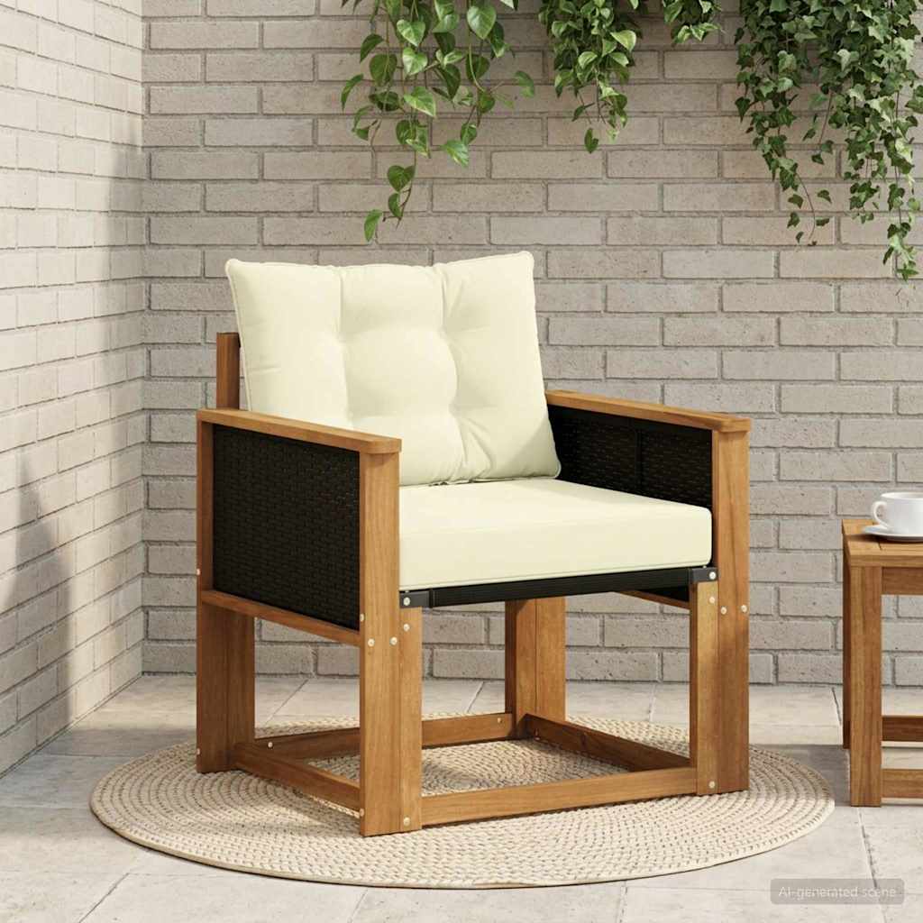 vidaXL Buitensofa Massief Acaciahout en Textilene Natuurlijk en Crème