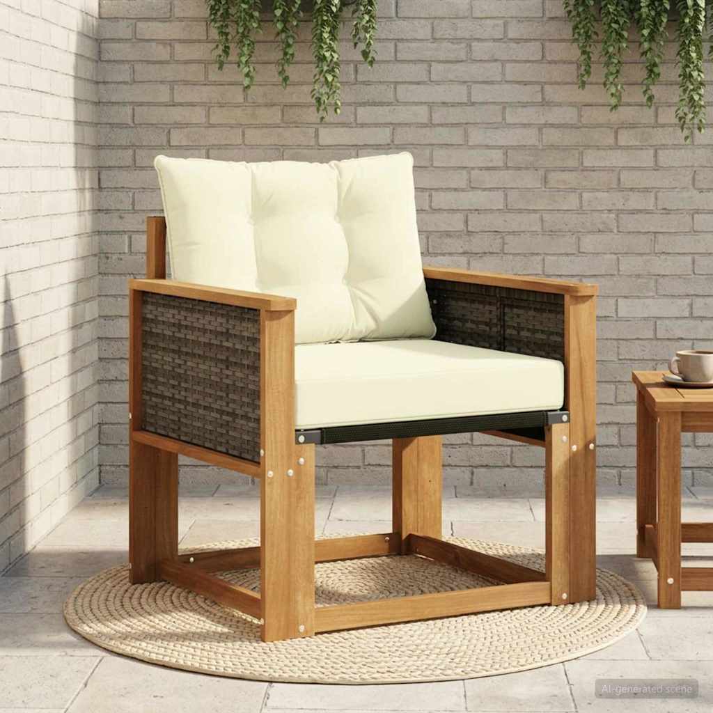 vidaXL Buitensofa Massief Acaciahout en Textilene Natuurlijk en Crème