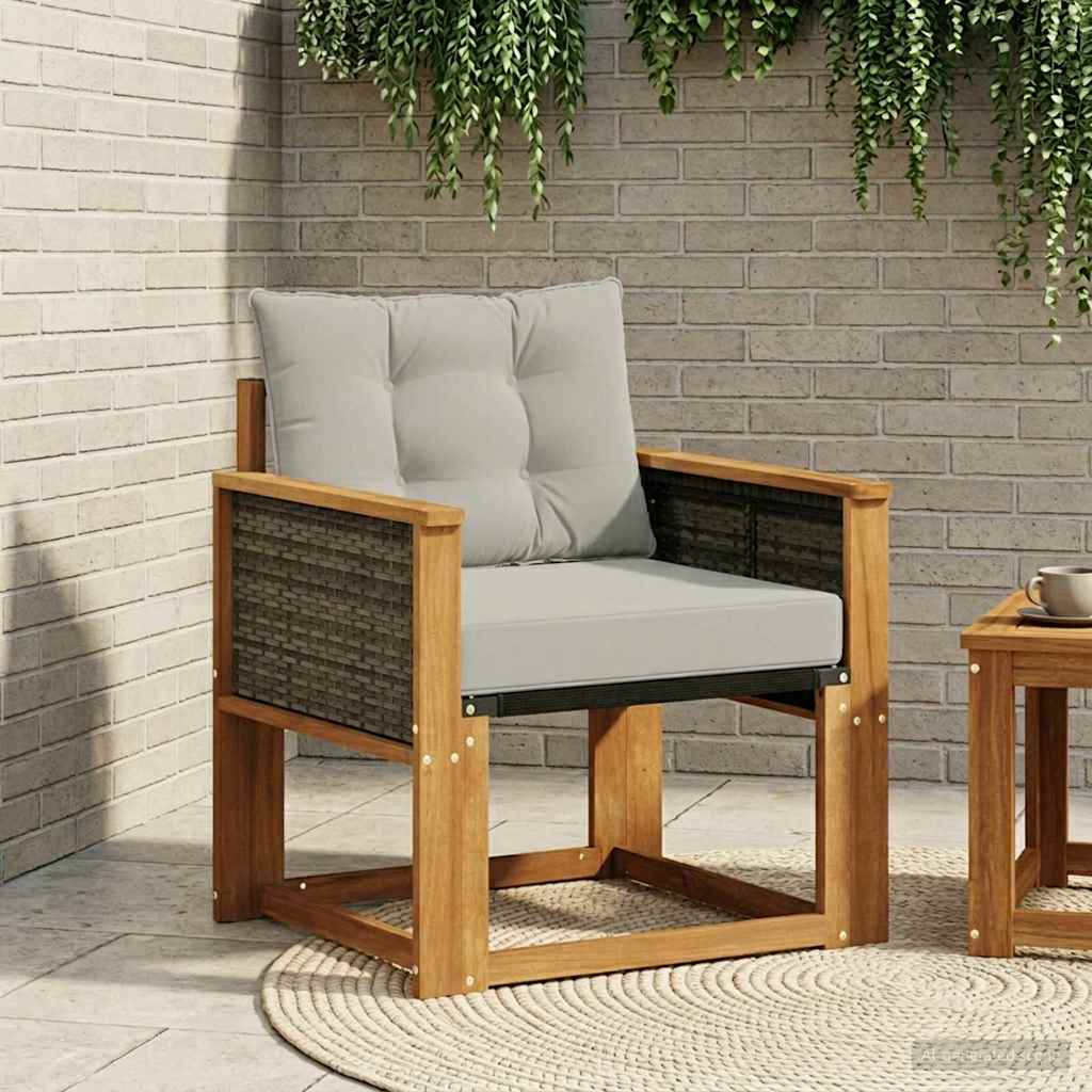 vidaXL Buitensofa Massief Acaciahout en Textilene Natuurlijk en Crème