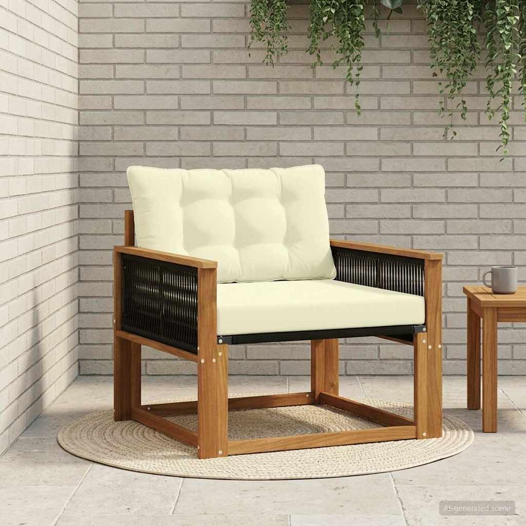 vidaXL Buiten bank set Massief Acaciahout en Textilene Naturel