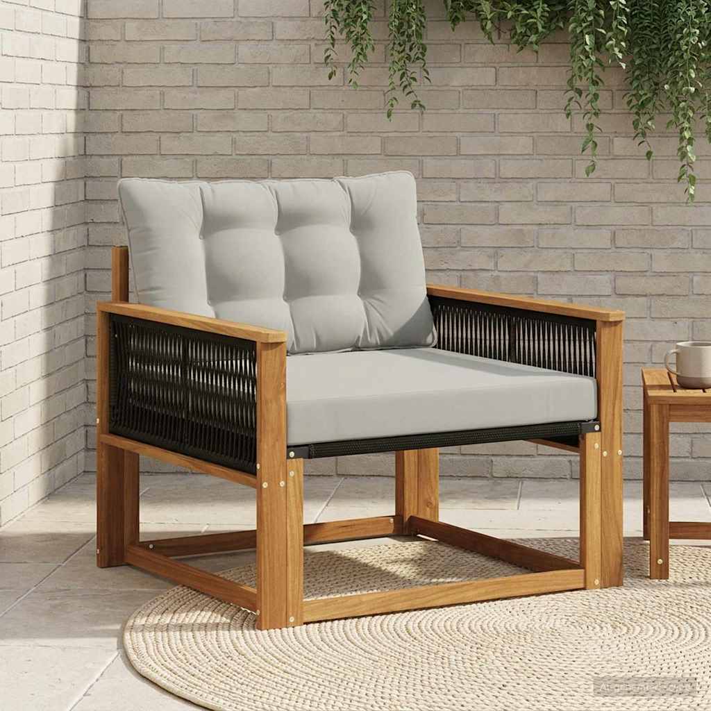 vidaXL Buiten bank set Massief Acaciahout en Textilene Naturel